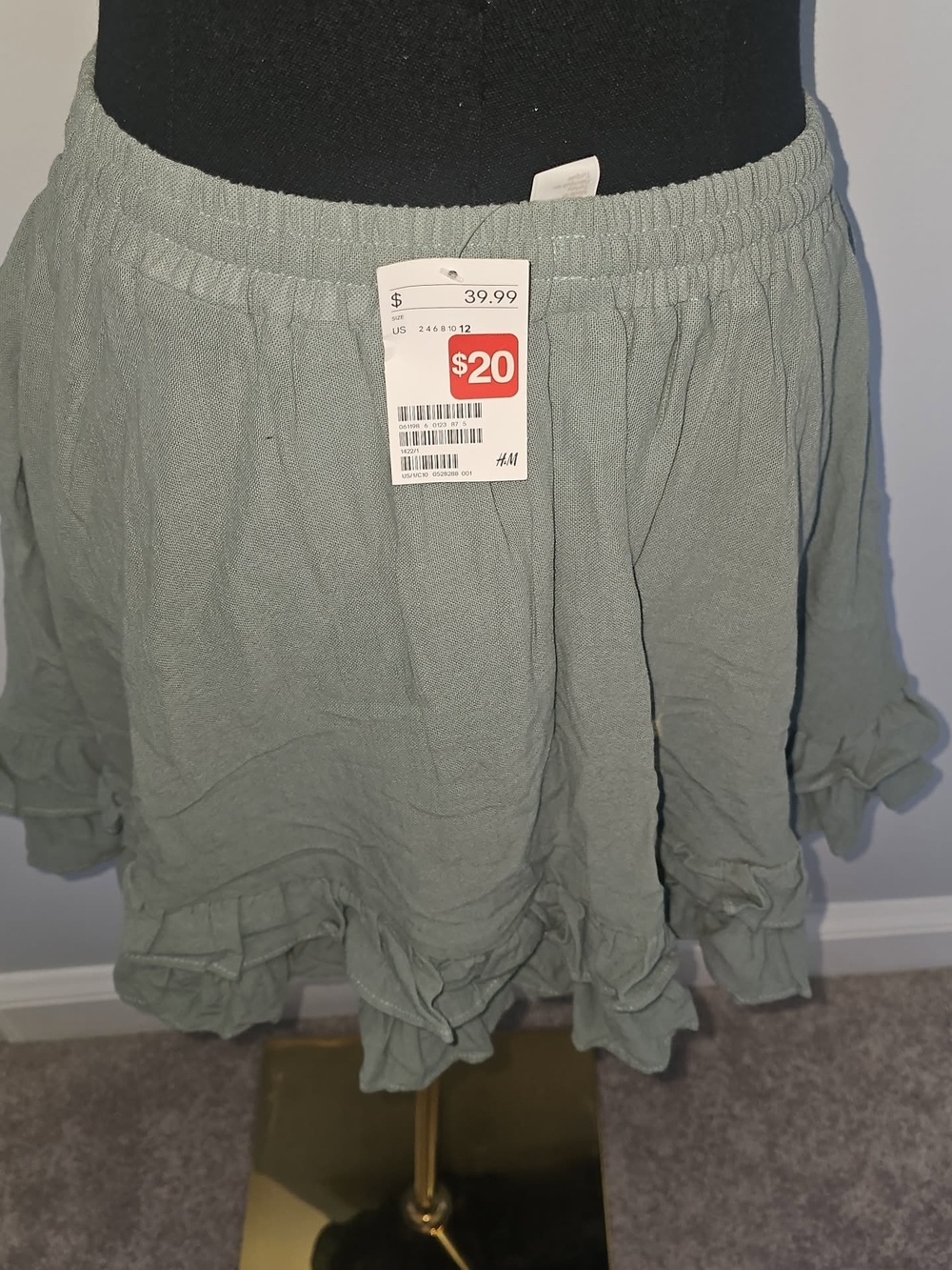 H&M Sage Green Ruffle Drawstring Mini Skirt - Picture 4 of 4